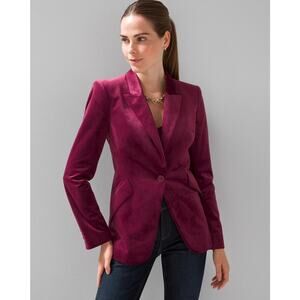 NWOT WHBM Women's Plum Velvet One Button Blazer Size 6